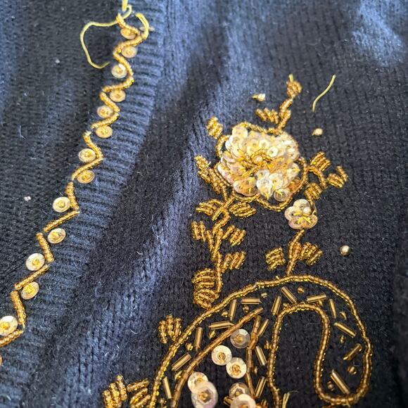 Vintage Alfred Dunner Embroidered Sequin Cardigan Sweater - Picture 6 of 6